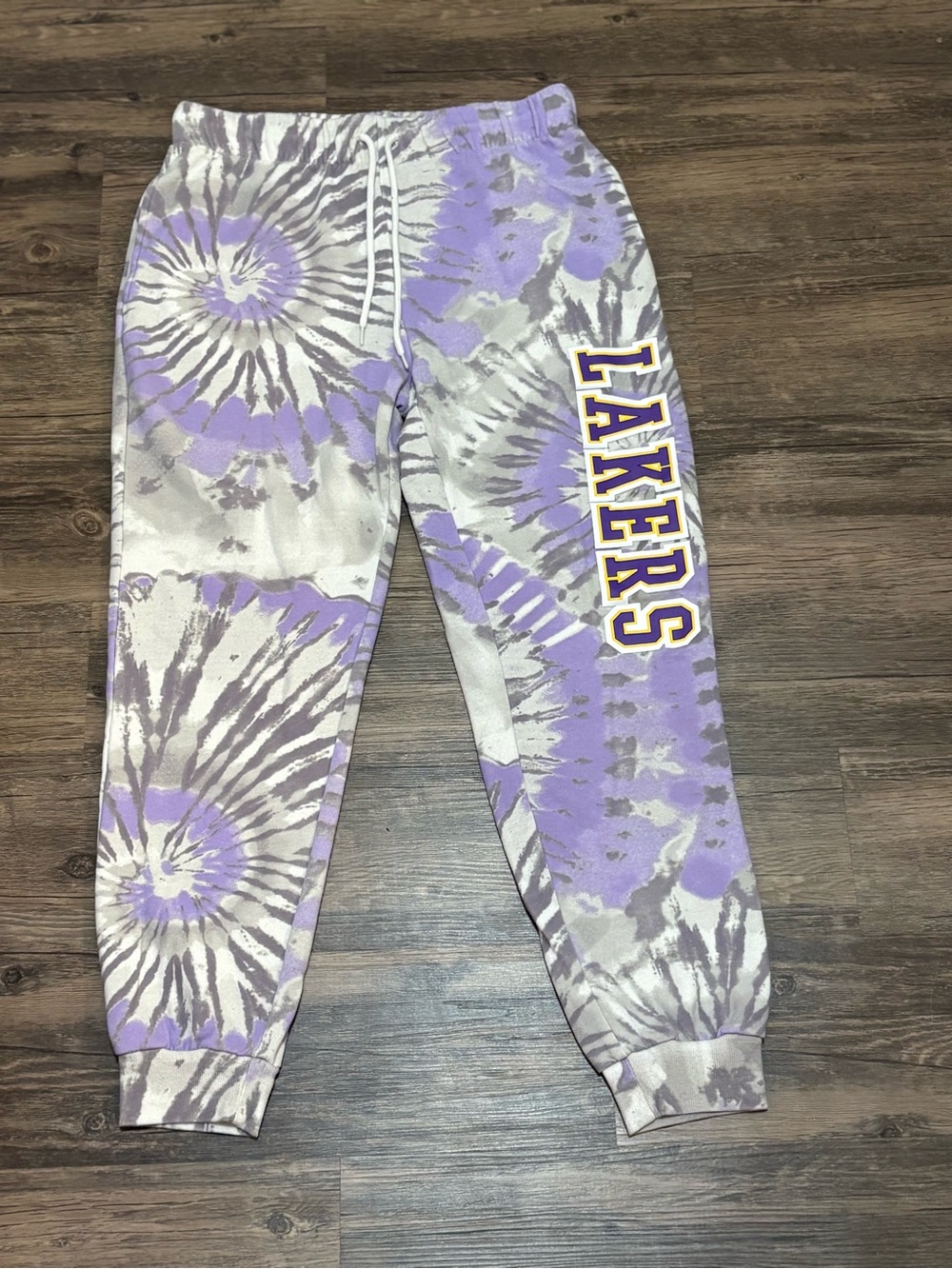 Hybrid Apparel Purple & Gray Tie-Dye Lakers Jogger Pants
